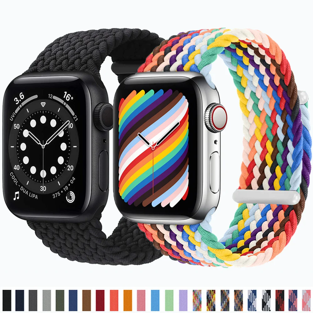 

Braided Nice Loop For Apple Watch band 44mm 40mm 42mm 38mm Nice Nylon Elastic Belt Bracelet iWatch 3 4 5 SE 6 Strap