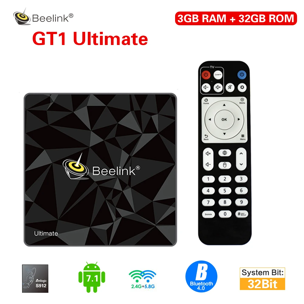 Beelink GT1 Ultimate Smart TV Box Android 7 1 Восьмиядерный процессор Amlogic S912 3G + 32G BT4.0 4K 2 4G 5 8G Wifi