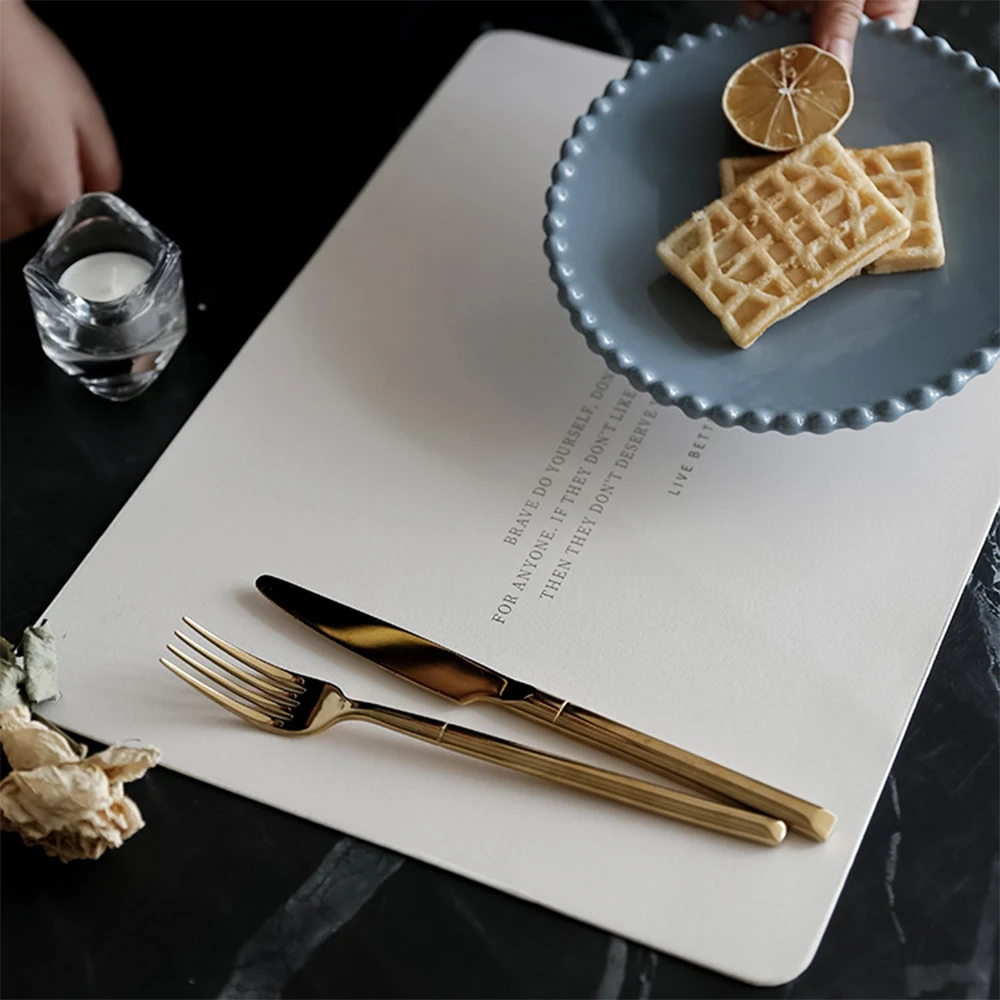 

Classic 6 Color Rectangle Tableware Pad Placemat PU Leather Table Mat Heat Insulation Non-Slip Bowl Coaster Kitchen desk mat