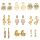 Женские серьги-подвески в виде листьев, золотого цвета