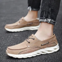 men shoes fashion genuine leather loafers breathable autumn slip on flats comfortable casual shoes outdoor sneakers boat shoes