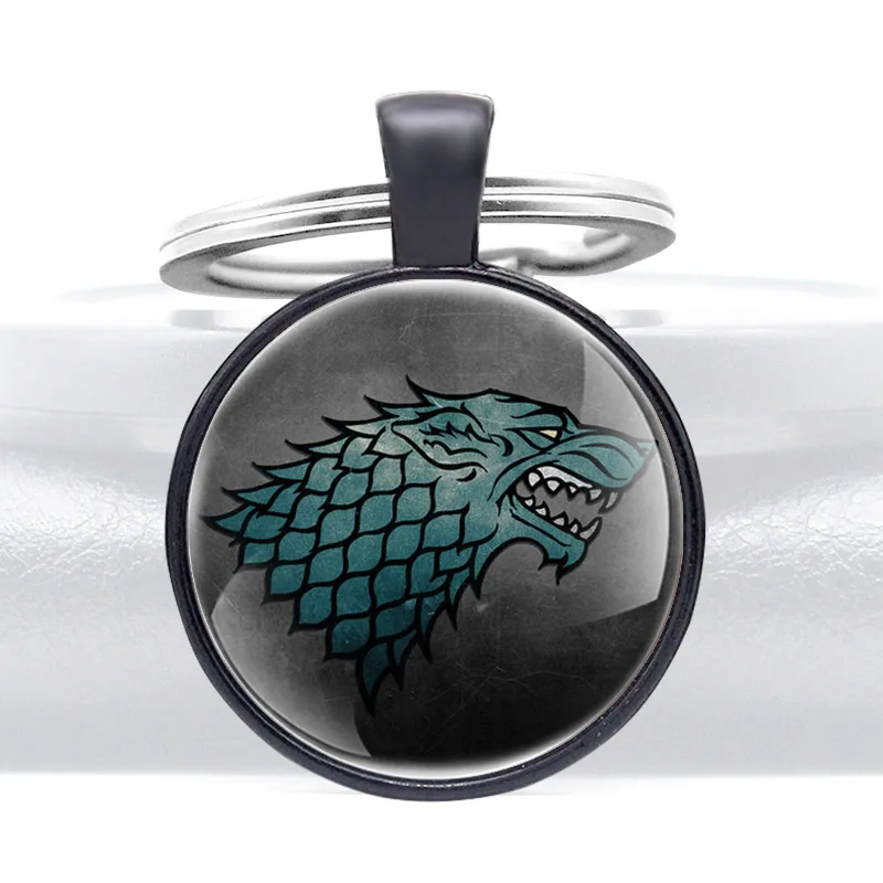 

Unique Wolf Head Pattern Glass Cabochon Key Chain Jewelry Gifts Fashion Accessories Gift