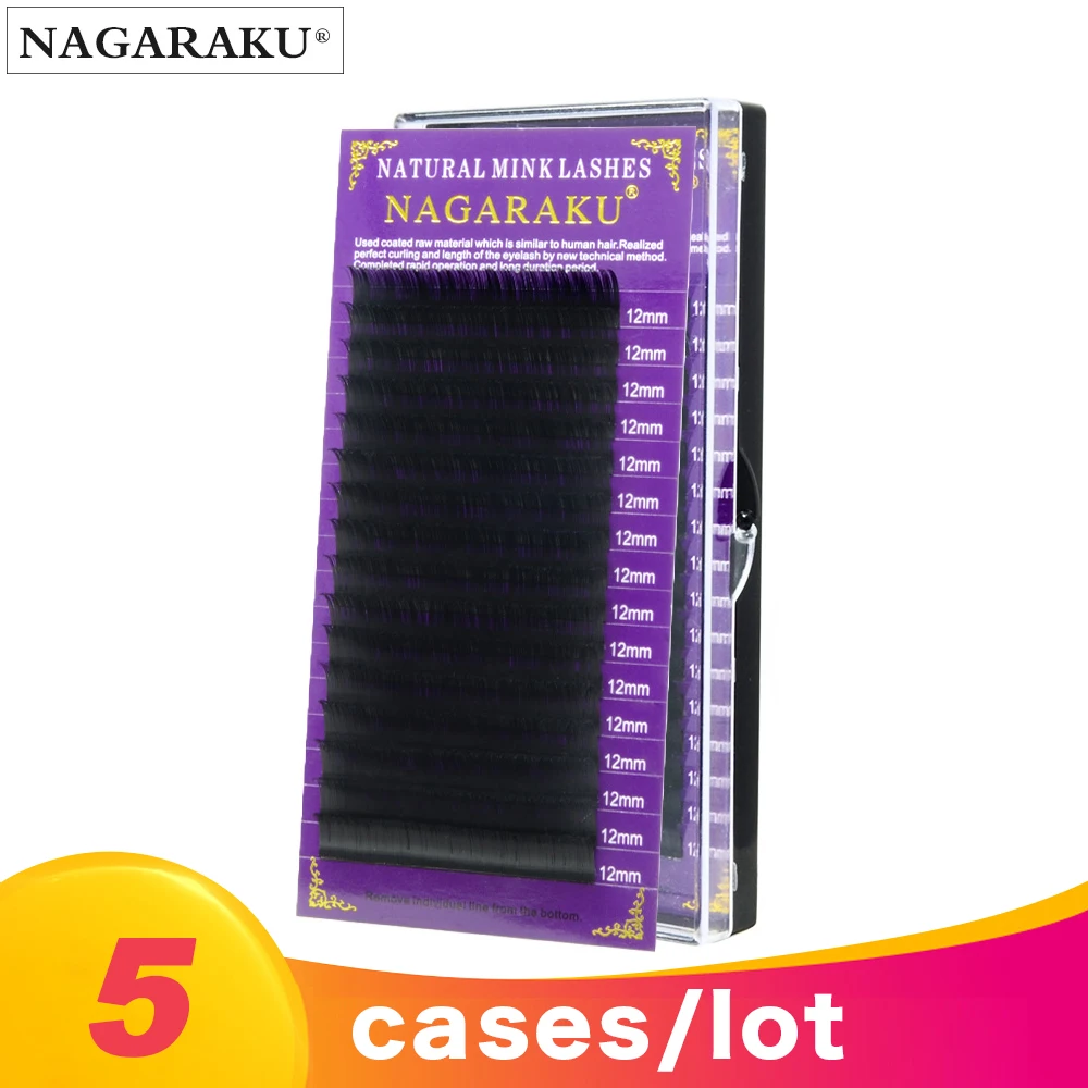 NAGARAKU 5 чехлов набор высококачественных норковых ресниц для наращивания, накладные ресницы для наращивания, индивидуальные ресницы, натуральные ресницы
