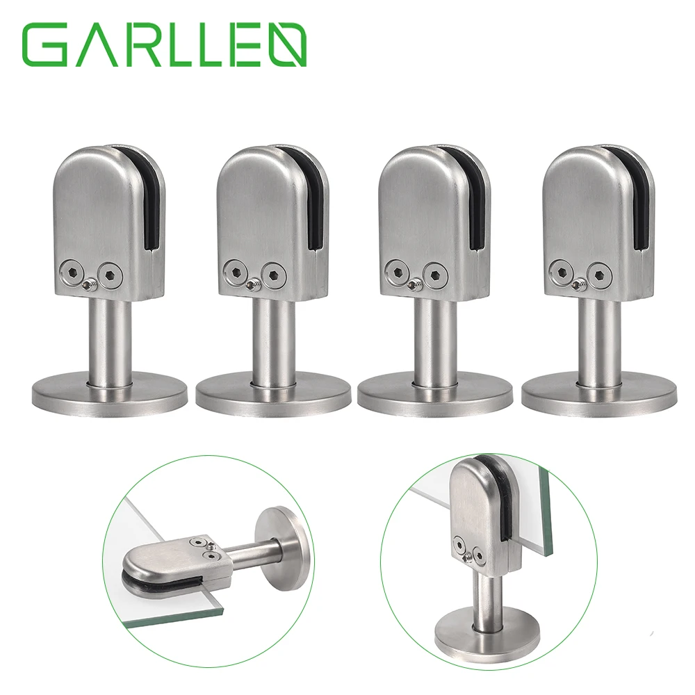 

GARLLEN 4pcs 304 Stainless Steel Polished Finish Glass Clip Clamp Support Bracket for 8/10/12mm Thickness Frameless Glass