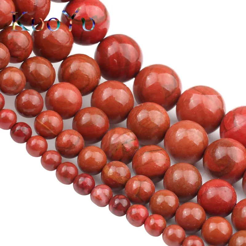 Бусины из натурального камня красные яшмы круглые свободные бусины-разделители