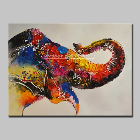 Картины Arthyx, ручная роспись, слон, животное, холст, абстрактные настенные картины для гостиной, украшение для дома