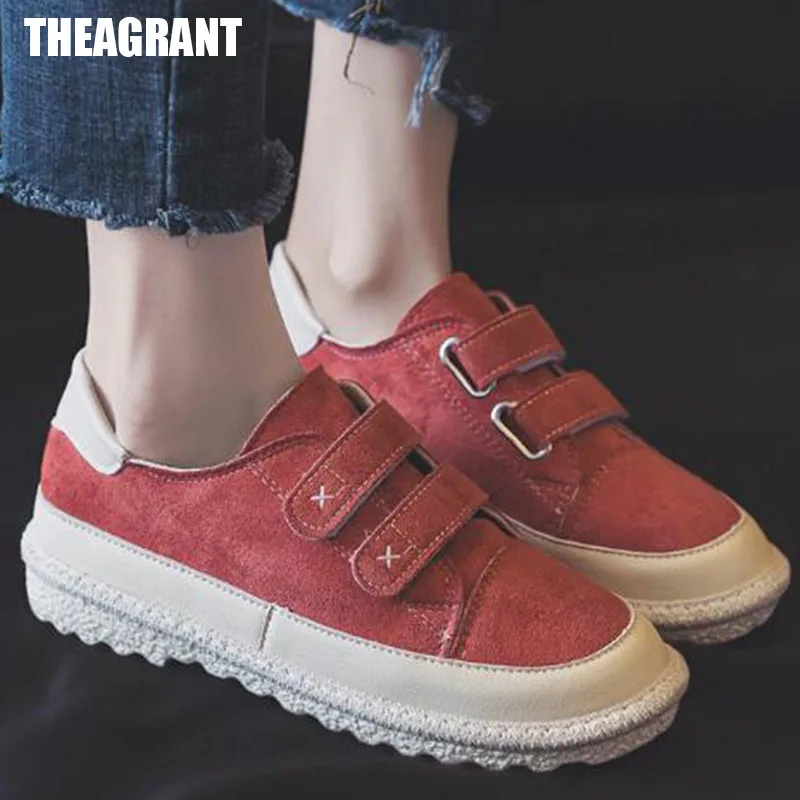 Женские теплые кроссовки на меху THEAGRANT Повседневные Плюшевые липучке зимняя