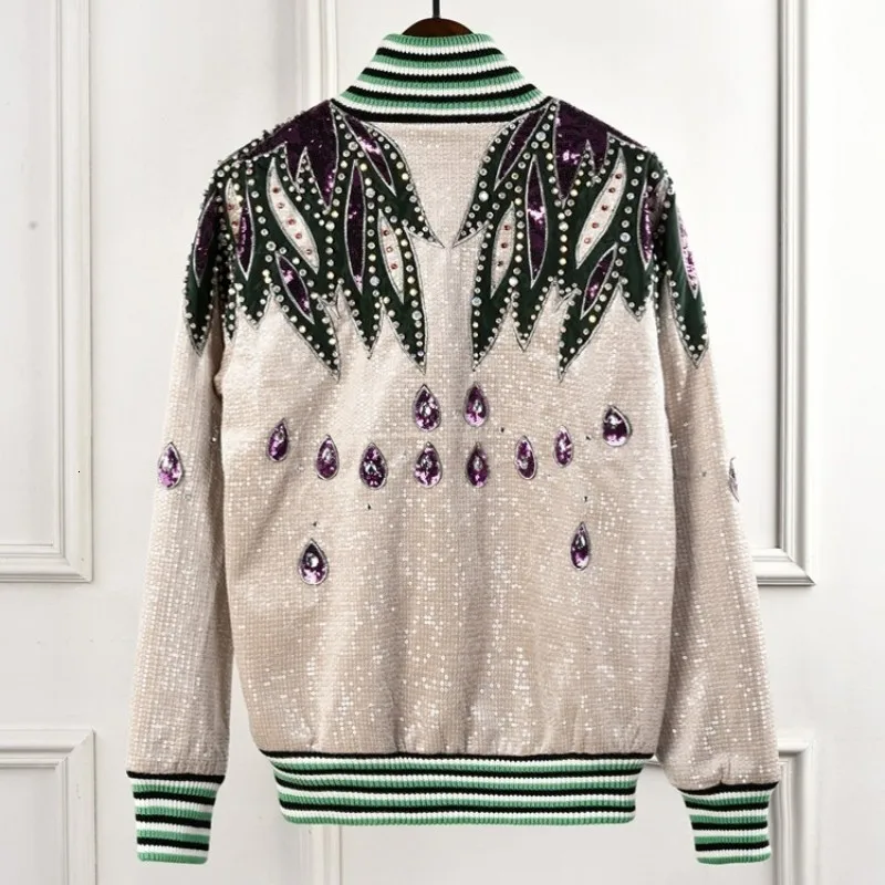 Новинка женская модная куртка бомбер с блестками и вышивкой Женская