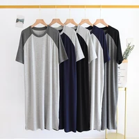 pajamas mens summer modal summer mens nightgown one piece ice silk short sleeved nightdress large size thin home service