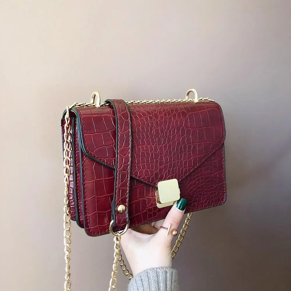 

Crocodile Pattern Crossbody Bags For Women 2019 Small Chain Handbag small bag PU Leather Hand Bag Ladies Designer Shoulder Bags