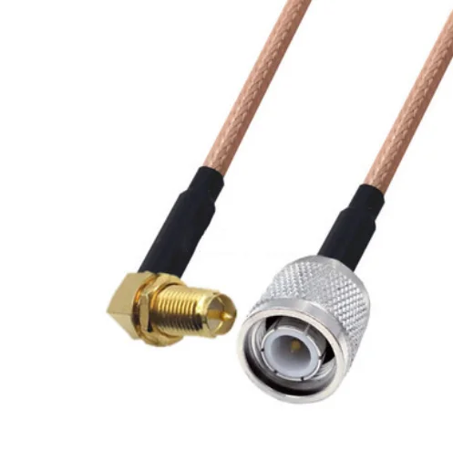 

RG400 Cable RP-SMA Female Right Angle to TNC Male Double Shielded Copper Braid Coax Low Loss Jumper Cable