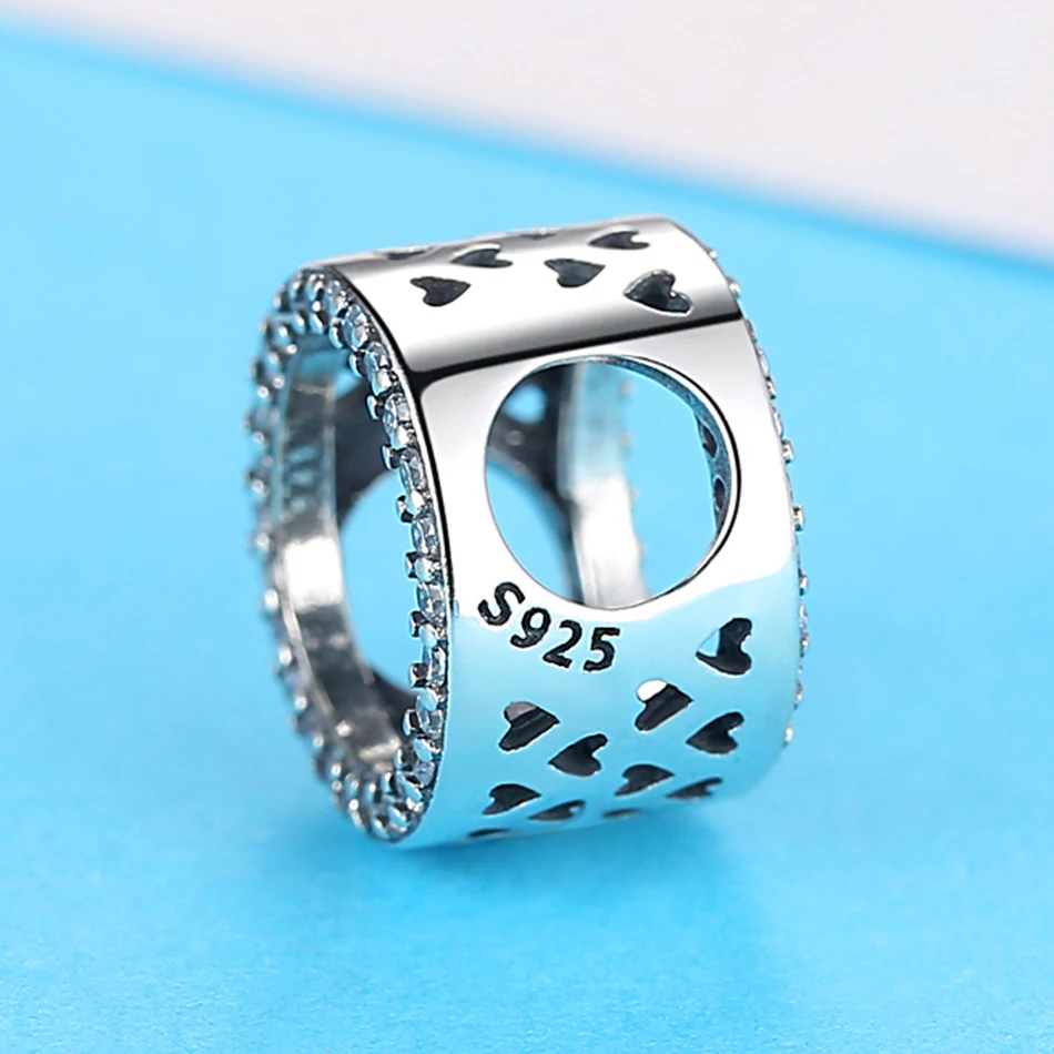 Роскошный 100% Стерлинговое Серебро 925 пробы бусина ослепительный круглый фианит