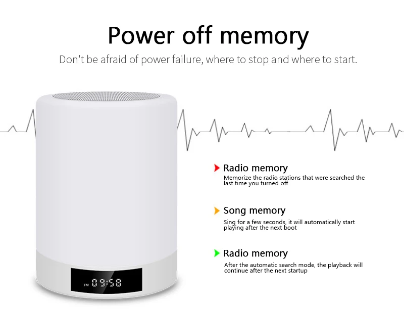 Беспроводная колонка с Bluetooth цветная Ночная лампа сенсорным управлением