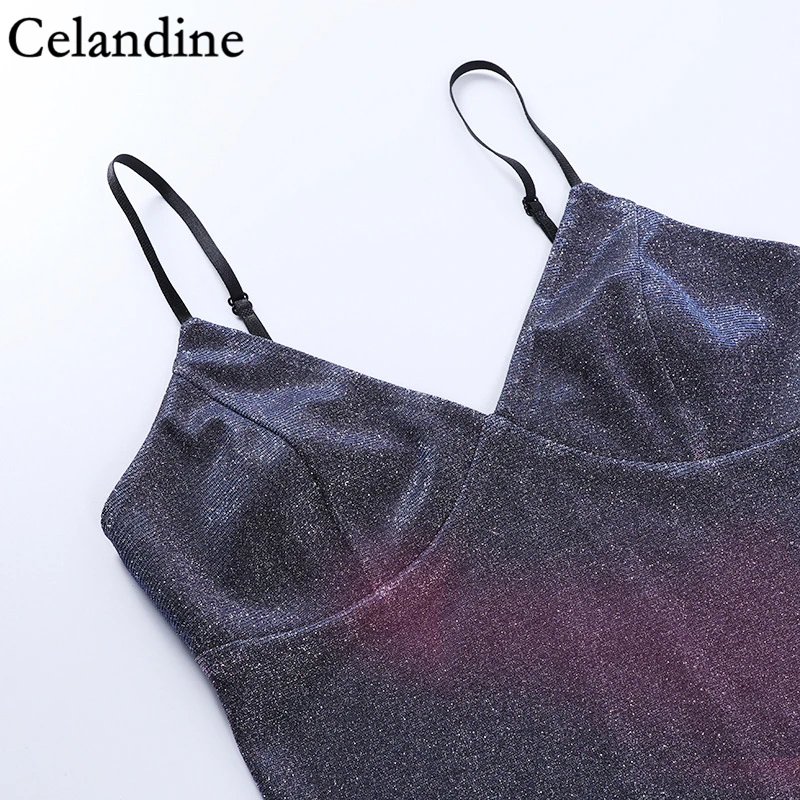 

Celandine Fashion Sleeveless V Neck Sexy Skinny Bodysuit Women Glitter Powder Bodysuits Casual Body Tops Streetwear Spring 2021