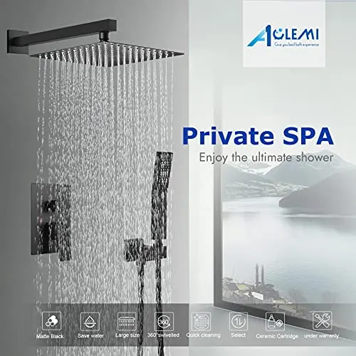 Матовая черная дождевая Душевая система 12 дюймов (около 30 4 см) Набор насадок для