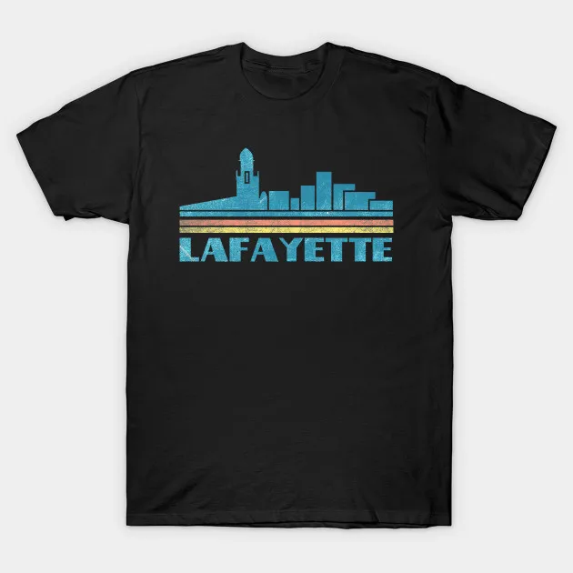 Мужская футболка Lafayette City Skyline Ретро стиль городской пейзаж 70 s 80 Винтаж Texas TX