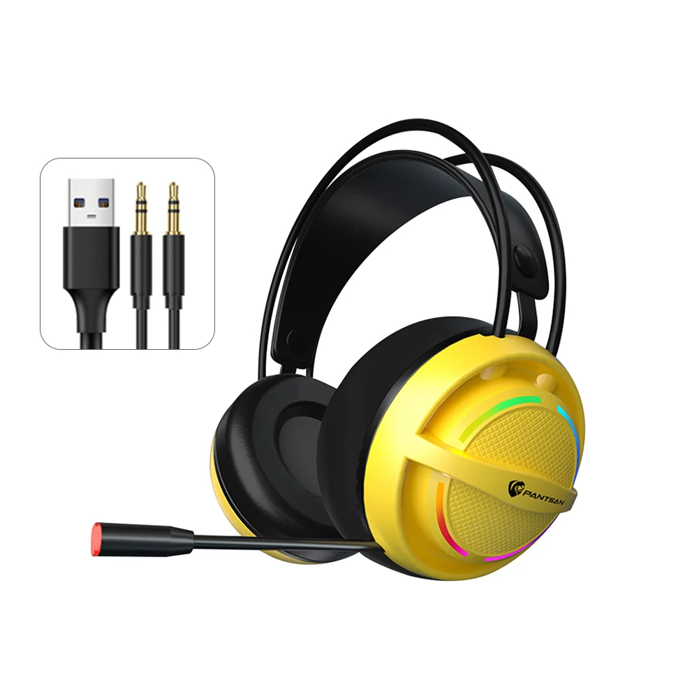 Проводная игровая гарнитура со светодиодной подсветкой и микрофоном 50 мм |