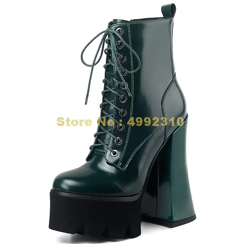 

Female Genuine Leather Boots Zip Thick High Heels Ankle Boots Women Party Office Platform Shoes