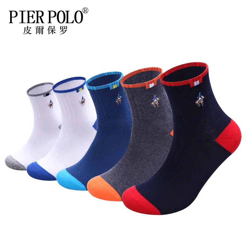 095 5 пар/лот Высококачественная брендовая одежда Pier Polo модные Повседневное хлопковые носки Бизнес вышивка Для мужчин носки от производителя; - Цвет: 095
