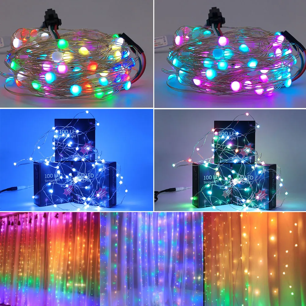 Светодиодная декоративная гирлянда WS2812B RGB с Bluetooth 5 в постоянного тока | Освещение