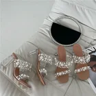 Женские сандалии из ПВХ, с прозрачным ремешком и жемчугом, с открытым носком, на высоком прозрачном каблуке, 2021