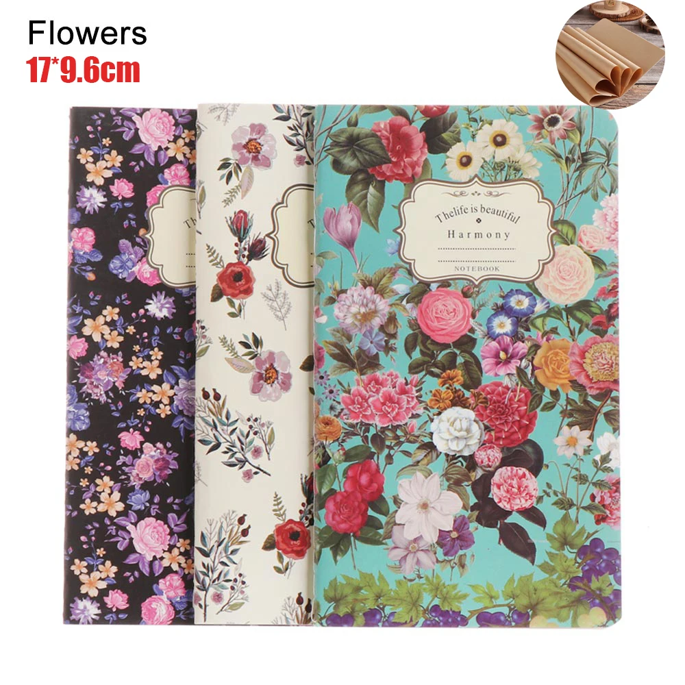 1pc Flowers Поставщик канцелярских товаров черный пиратский блокнот альбом для рисования дневник Рисунок Живопись чехол с граффити бумага эскиз книга - Цвет: 1pc Flowers