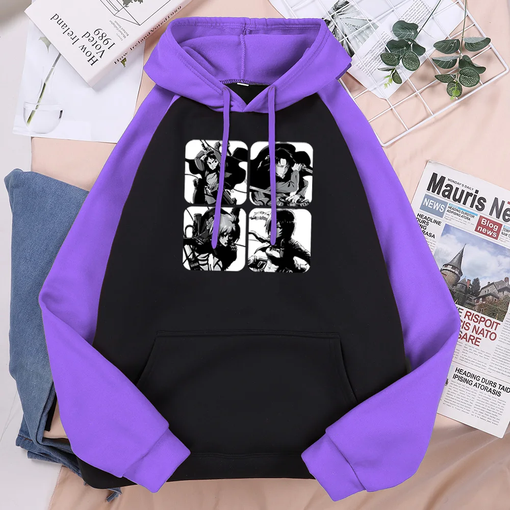 

Attack On Titan Girl Anime Print Hooded For Women 2021 Korean Style New Hoodies Hip Hop Raglan Hoodie Harajuku Women's Clothing
