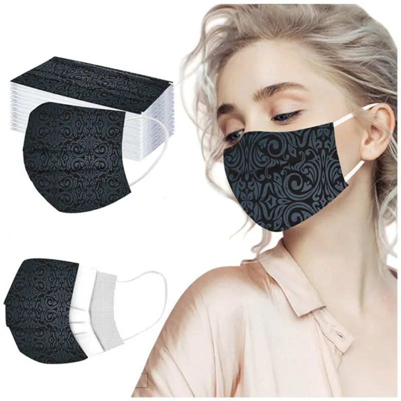 

10 Pcs Safe Print Face Masks Fashion Women Dustproof Pm2.5 Filter 3-ply Breathable & Comfortable Safety Mask No Decoration