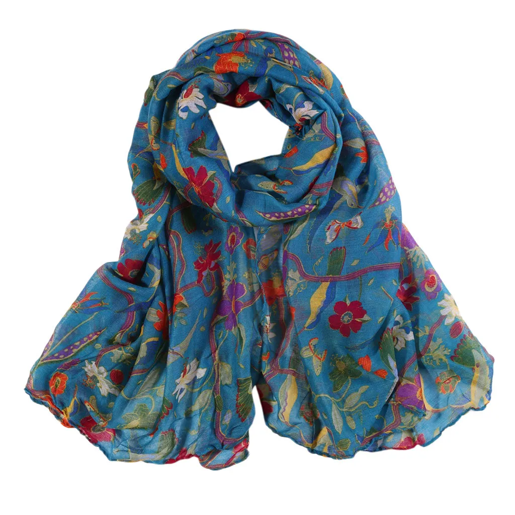 

Flower Print Women Scarves Fashion Long Casual Multicolor Sunscreen Ladies Scarf Luxury Simple Elegant Vintage Female Foulards