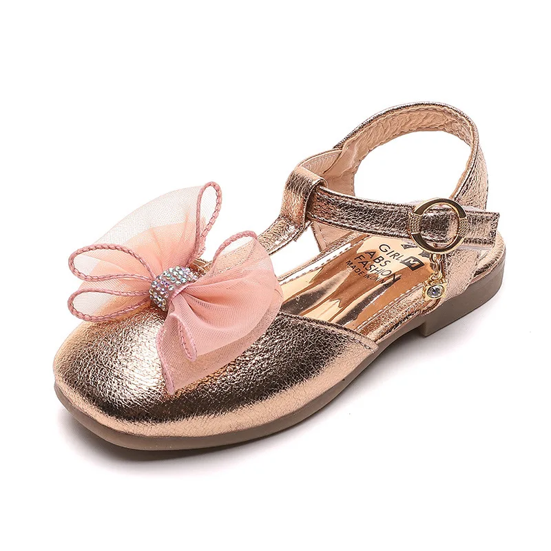 

1 2 3 4 5 6-14T Flowers baby girls Princess shoes Girls Kids Sandals soft bottom little girls Single shoes fille chaussure gold