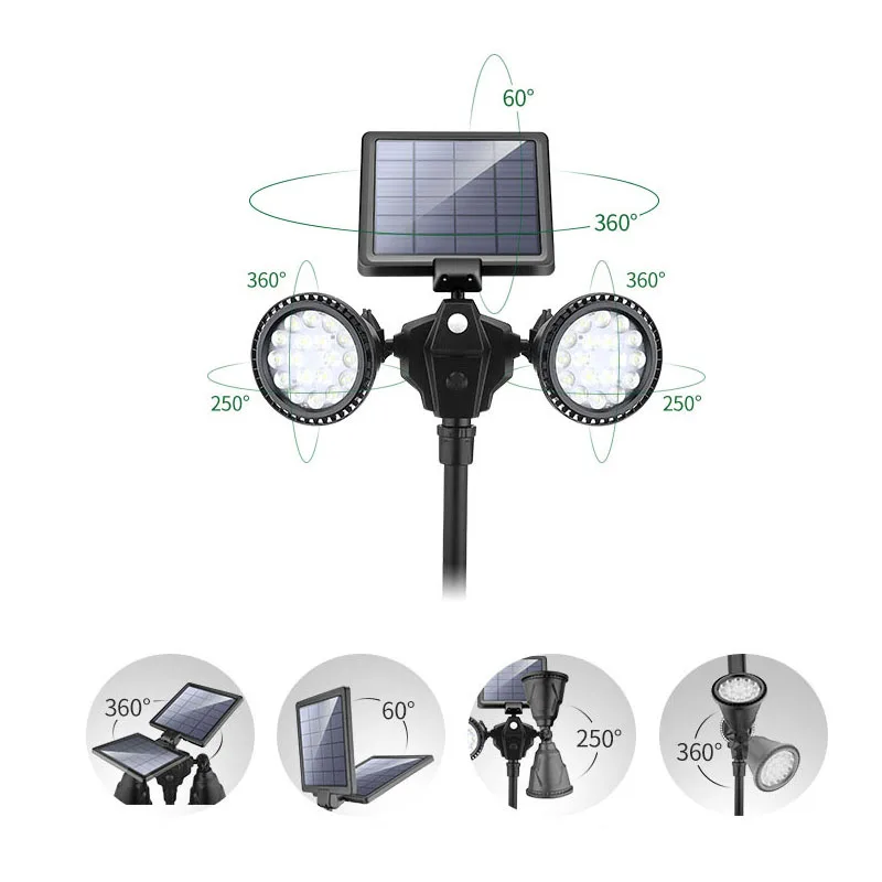 

IP65 Waterproof LED Solar Lamp Lawn Flood Light Fixture Garden Decoration Outdoor Energy Panel Wall Spotlight Spike Landscape