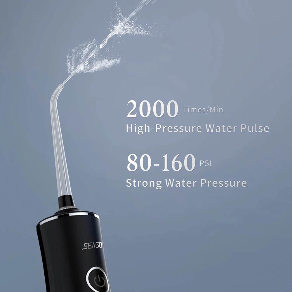 Seago Portable Water Flosser Teeth Oral Dental Irrigators 3 Mode Waterproof Large Capacity 200ml Family Tooth Cleaner enlarge