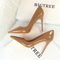 sexy fashion womens super high heel shoes pu patent leather pointed tip stiletto