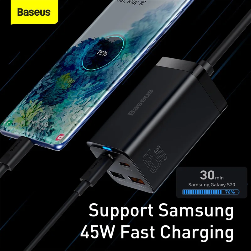 Baseus 65W GaN3 Pro USB Charger PD Fast Adaptor Desktop Quick For iPhone 12 13 11 Xiaomi Tablets Mobile Phone | Мобильные телефоны