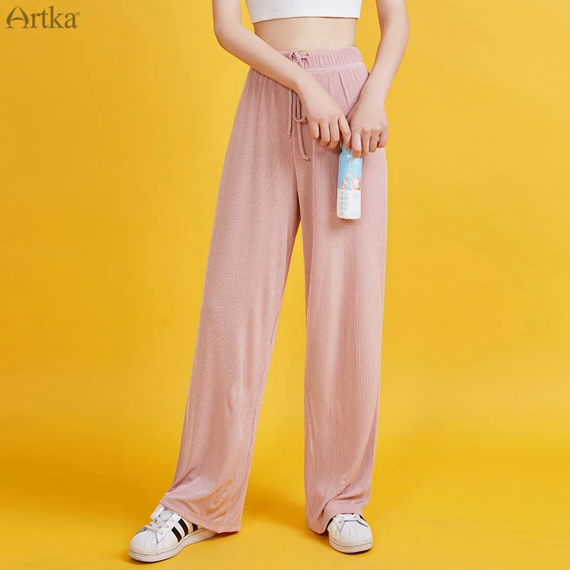 Брюки ARTKA женские с широкими штанинами модные драпированные повседневные Прямые