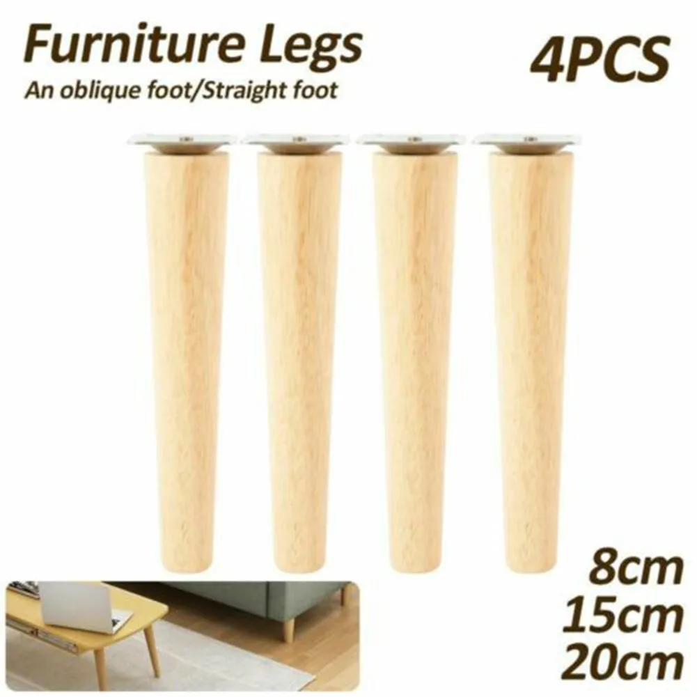 

4PCS Wood Furniture Legs Tapered Feet For Inclined Cone Sofa Table Chair Stool Replacement Feet Sloping Foot 15cm With Gasket