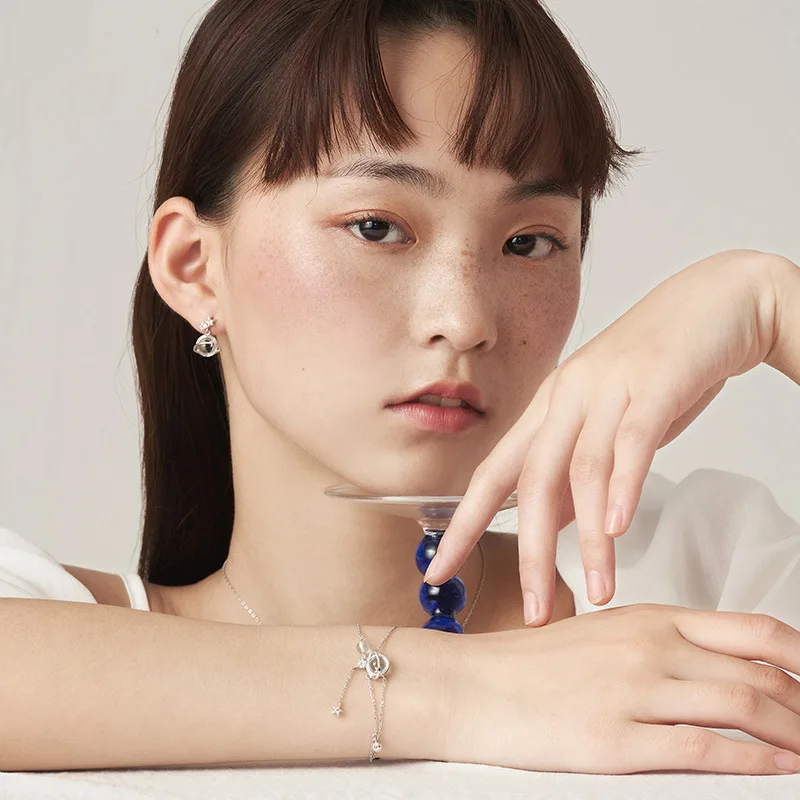 Модный двухслойный браслет-цепочка с подвеской в виде планеты и звезд для женщин