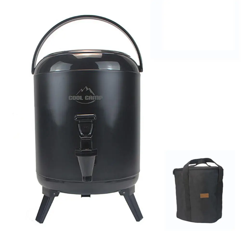 

6L Picnic Thermos Bucket With Tote Bag Camping Insulation Bucket Juice Beverage Barrel Kettle Outdoor Travel Teapot Jug With Tap