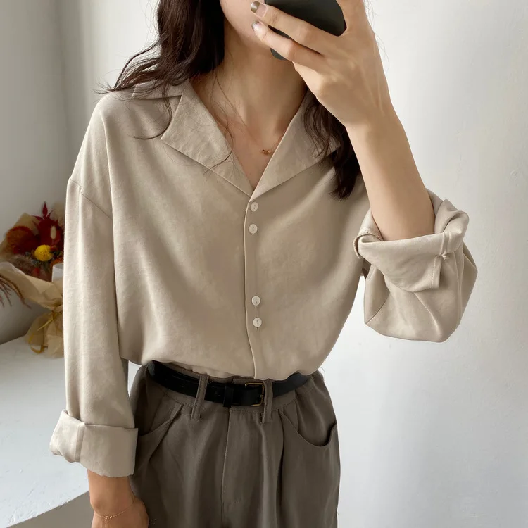 

Women Blouse Turn Down Collar Long Sleeve Womens Tops And Blouses Elegant OL Style Shirts Blusas Roupa Feminina Clothes