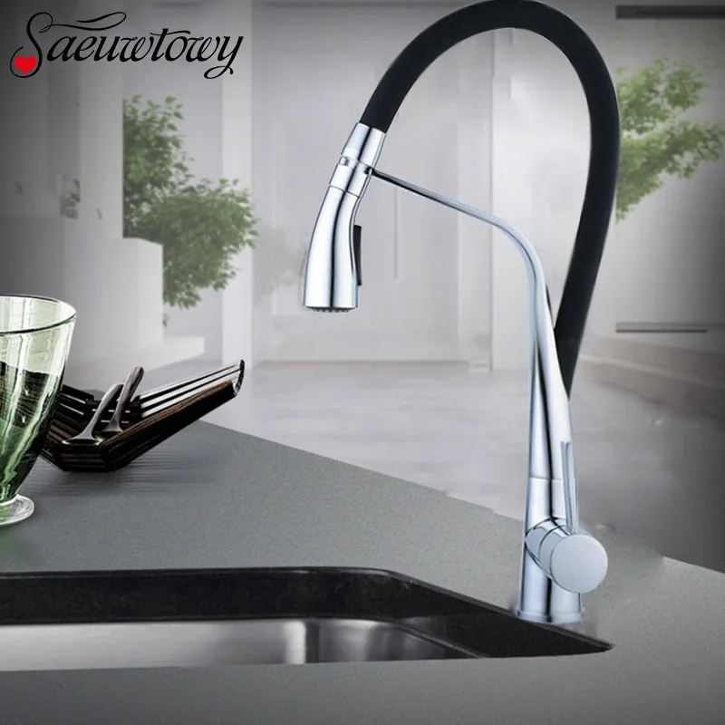 Saeuwtowy хромированный латунный современный кухонный кран раковина смеситель с