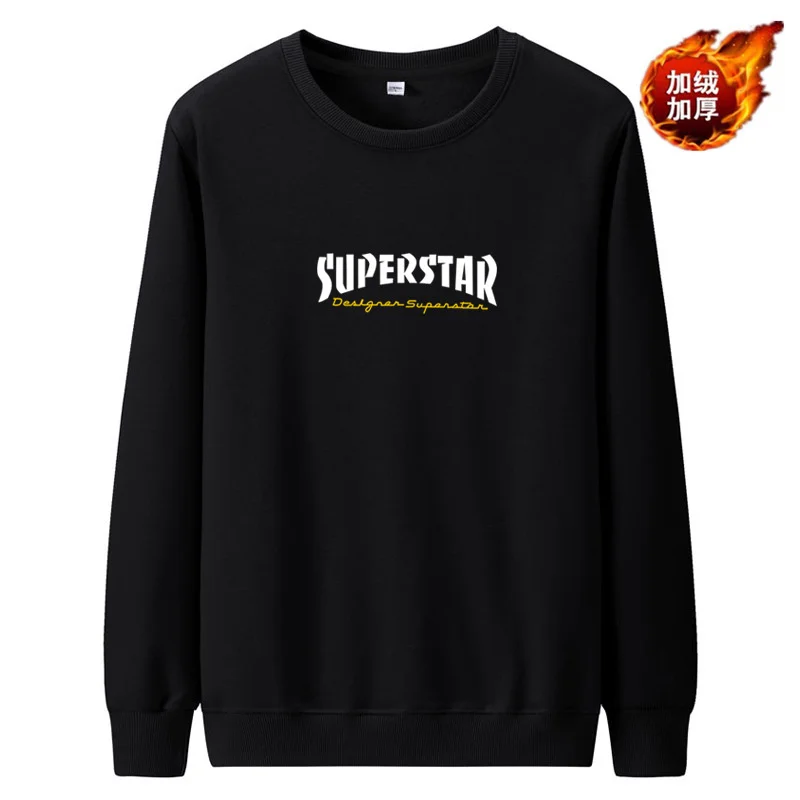 

Men's Plus Velvet Padded Sweater Round Neck Pure Cotton Super Loose Sweater Winter New Boy Sweatshirt