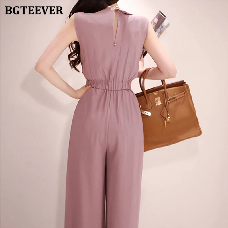 Женский комбинезон без рукавов BGTEEVER Летний с отложным воротником и широкими