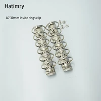 hatimry a7 binder clip rings 3cm big rings clip 6holes silver color for diy notebook a7 size school suppliers