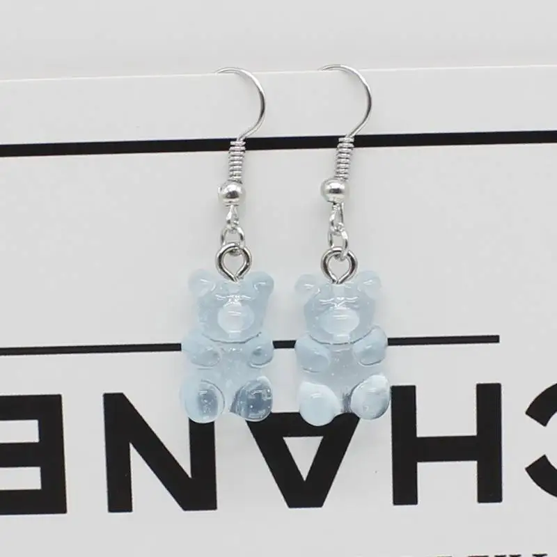 Милые Мультяшные серьги подвески в виде медведя из смолы ярких цветов милые для