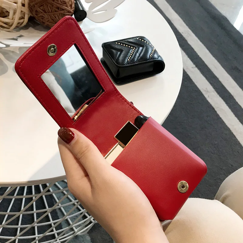 Мини чехол для губной помады с зеркалом маленькая сумка макияжа Marmont брендовый