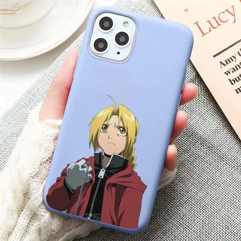 

Fullmetal Alchemist Brotherhood anime Phone Case Candy Color for iPhone 6 7 8 11 12 s mini pro X XS XR MAX Plus