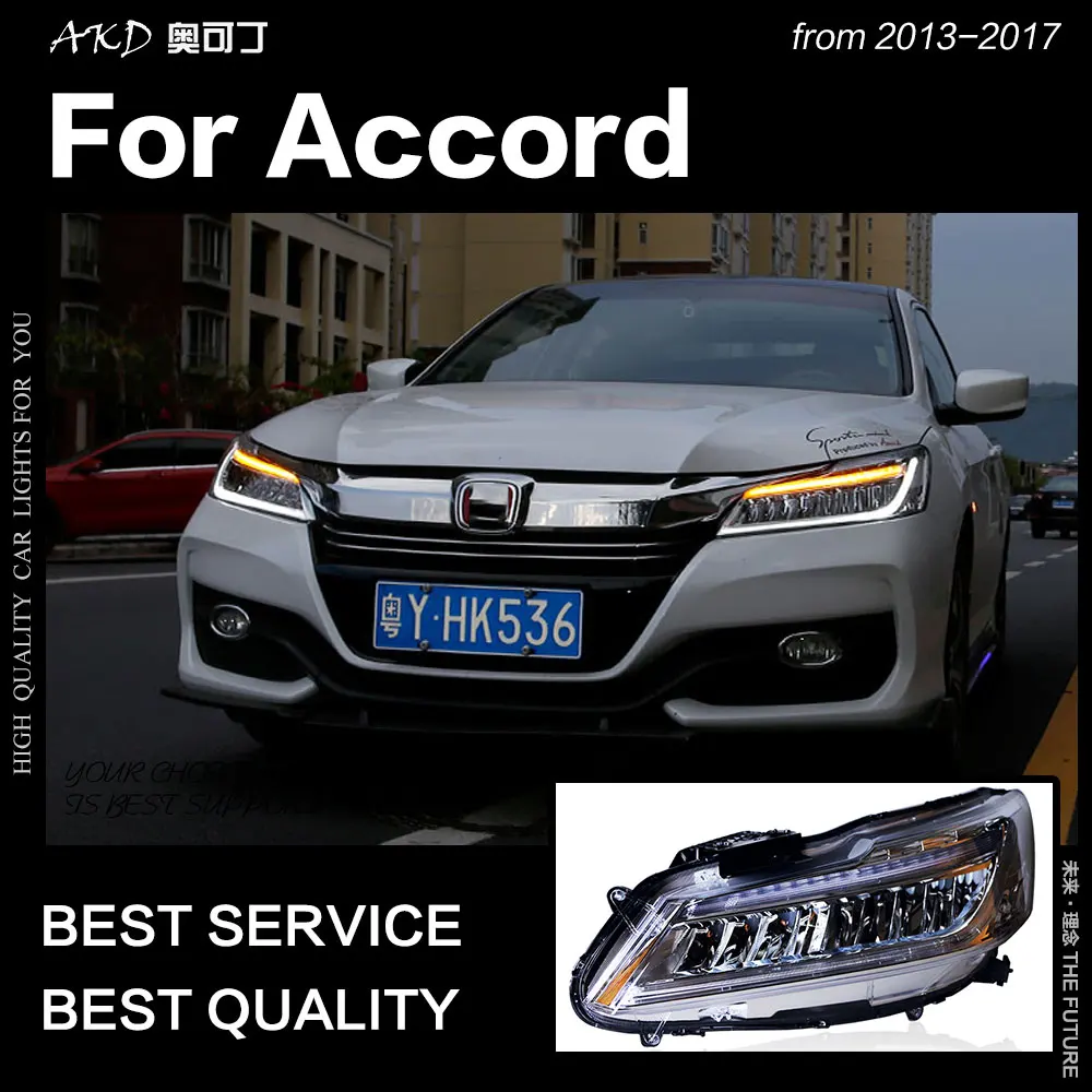 AKD автомобильный Стайлинг налобный светильник для Accord s 2013 2017 новый светодиодный