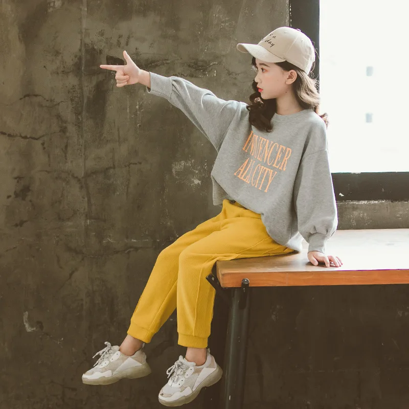 Одежда для девочек Утепленные зимние комплекты топы с длинными рукавами + штаны