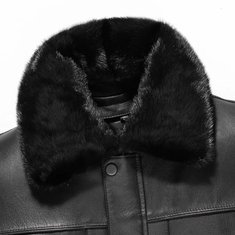 Натуральная кожаная куртка для мужчин подкладка из натурального кроличьего меха