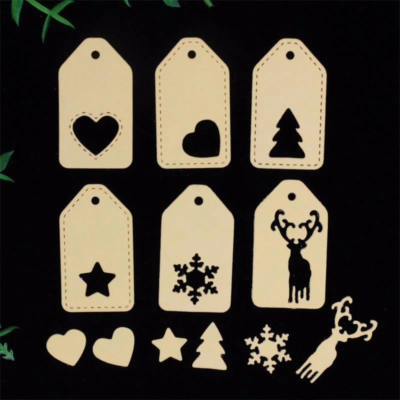 Рождественские ярлыки металлические высечки украшения Скрапбукинг тиснение